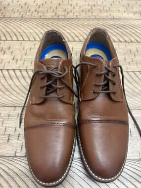 Nunn Bush Brown Leather Derby Shoes with Dark Brown Laces